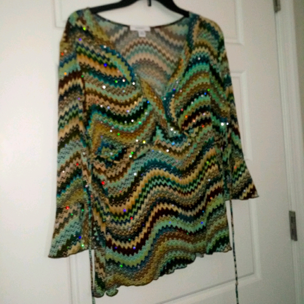 DRESS BARN colorful adjustable sparkly tie top size XL